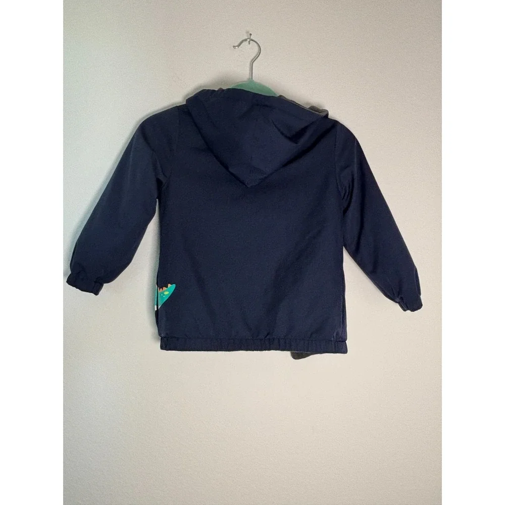 Soho Boys Club Jacket Kids 4 Navy Blue‎ Fleece Lined Roar T-rex Graphic Full Zip